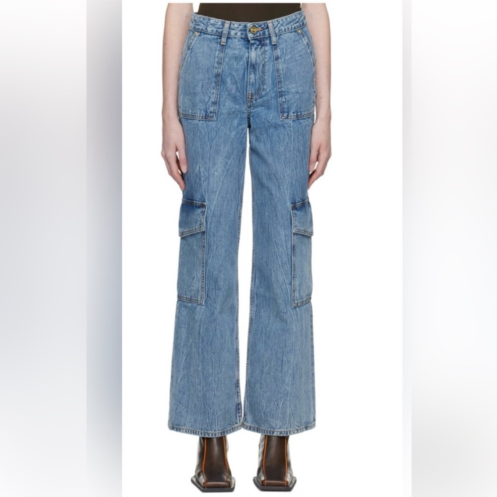 Ganni Blue Flare Cargo Jeans